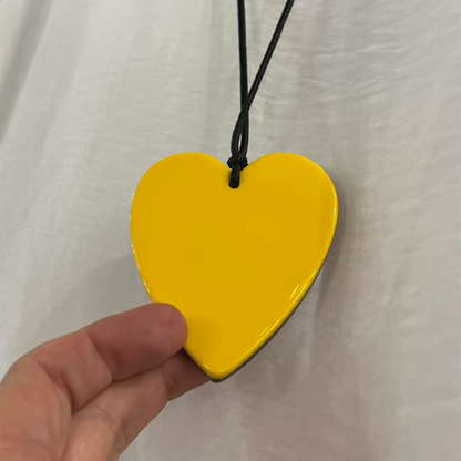 Yellow Resin Heart Pendant Necklace