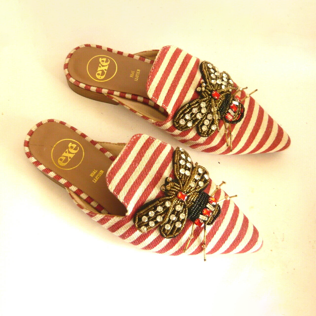 Striped Backless Loafers