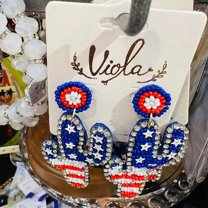 Spangled Cactus Beaded Earrings
