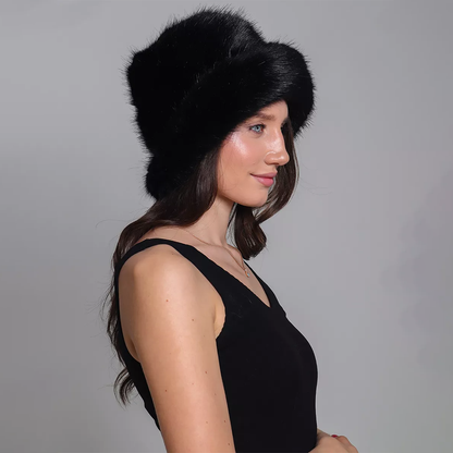 Black Faux Fur Hat